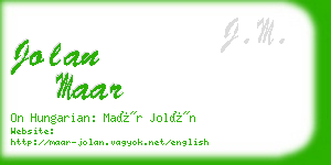 jolan maar business card